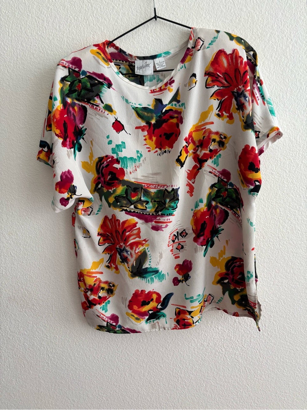 Floral Print Short Sleeve Blouse - White Multi